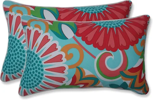 Miniatura 41 de Pillow Perfect - Cojines decorativos florales brillantes para interiores/exteriores, 2 unidades, lumbar - 11.5 x 18.5 pulgadas, verde/rojo Zoe