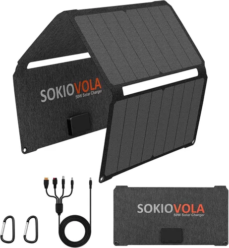 Miniatura 9 de SOKIOVOLA Panel solar plegable de 120 W con conector MC-4, panel solar portátil para camping, cargador de panel solar plegable para estación de 120