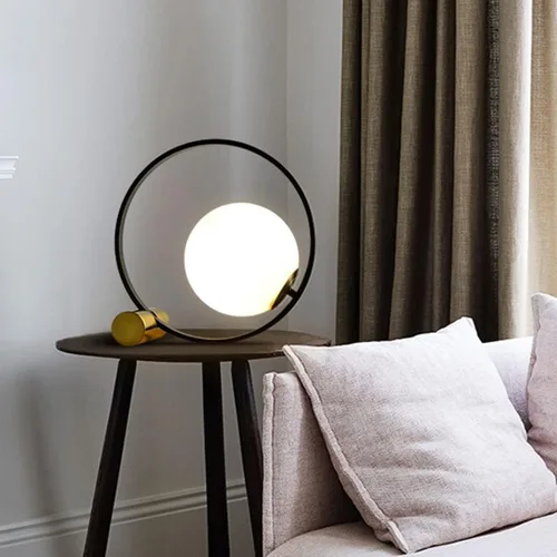 Miniatura 4 de Globe - Lámpara de mesa de noche, moderna lámpara de mesa de noche de cristal de mediados de siglo, lámpara de escritorio dorada para dormitorio, 1