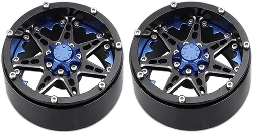 1/10 RC Crawler Metal 2.2 pulgadas Beadlock Llantas para 1:10 RC Crawler Car SCX10 RR10 Wraith 90048 TRX4 G500 TRX6 G63 (2 piezas negro y azul)