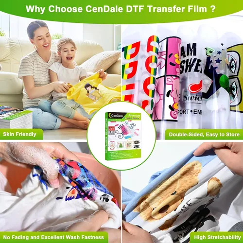 Miniatura 5 de CenDale Película de transferencia DTF con purpurina, 8.5 x 11 pulgadas, 30 hojas de película DTF con purpurina colorida para trucos de sublimación