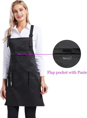 Miniatura 2 de Nanxson Delantal ajustable para mujer, delantal de trabajo profesional con bolsillos para herramientas CF3010