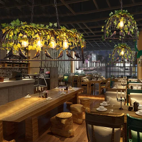 Miniatura 3 de Moderna lámpara colgante industrial ajustable, lámpara retro de hierro negro, lámpara de jaula de pájaros de hierro rural, granja, restaurante