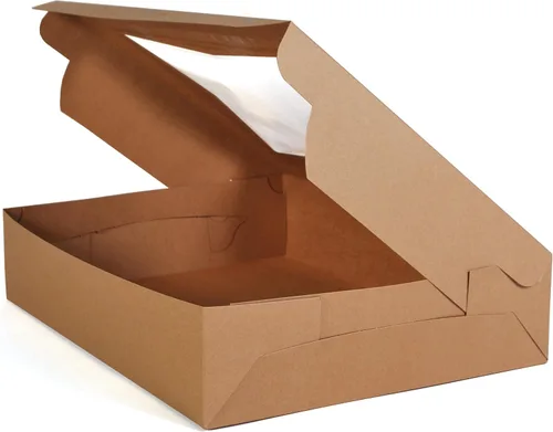 Miniatura 2 de Southern Champion Tray 23133K caja para repostería de cartón de papel Kraft con cierre en las esquinas y ventana, 19" de largo x 14" de ancho x 4