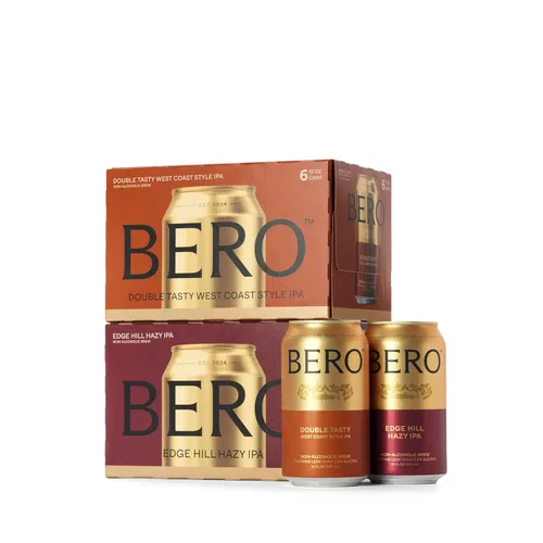 BERO Double Tasty West Coast Style IPA + Edge Hill Hazy, (paquete de 2 x 6 unidades) sin alcohol Craft Ale, Hoppy Craft Brew, sabor cítrico y pino,