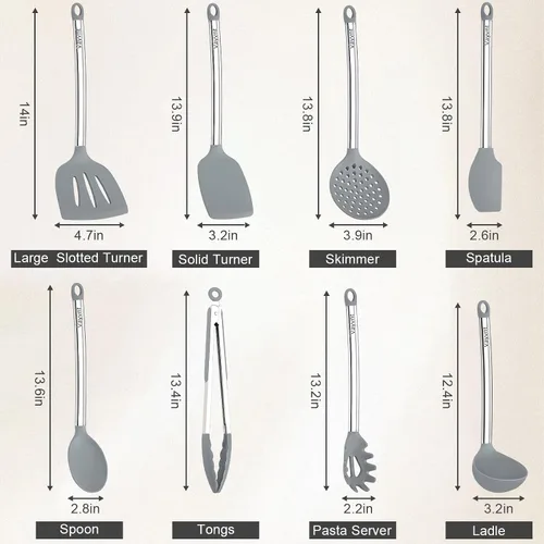 Miniatura 2 de Vayvnt Juego de utensilios de cocina de silicona para utensilios de cocina antiadherentes, juego de 4 espátulas de silicona y cuchara con mango