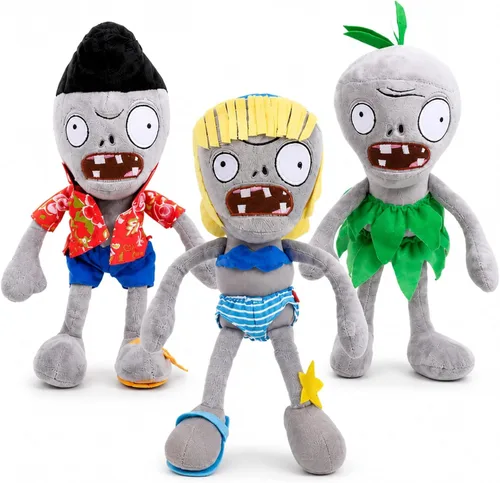 Dyharnsty Juego de 3 bonitos juguetes de peluche de zombi, muñeca de peluche de PVZ para niños, grandes regalos para niños y fanáticos