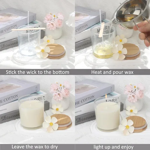 Miniatura 4 de MILIVIXAY Paquete de 12 tarros de vela de vidrio grueso transparente de 10 onzas con tapas, tarro de vela vacío a granel para hacer velas