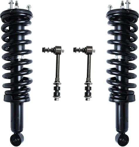 Miniatura 99 de Detroit Axle - Kit de 4 barras estabilizadoras delanteras para Ford F-150 2021 2022 2023 2024, 2 puntales con resorte helicoidal, 2 eslabones
