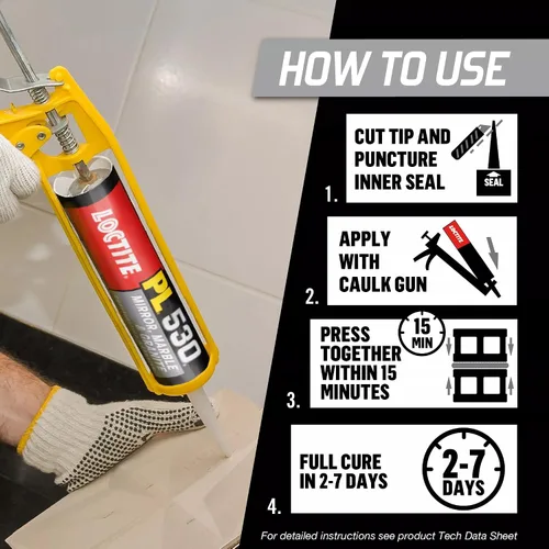 Miniatura 2 de Loctite PL 530 Adhesivo de construcción de espejo, mármol y granito, 10 onzas