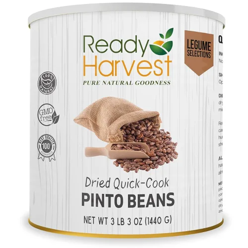 Ready Harvest Alimentos de emergencia – Frijoles pintos de cocción rápida | Frijoles precocidos, solo tienes que añadir agua caliente | Lata #10 |