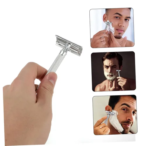 Miniatura 4 de Angoily 2 piezas de afeitar de mango blanco reutilizable doble filo seguridad barba Trimmer 2 piezas blancas.