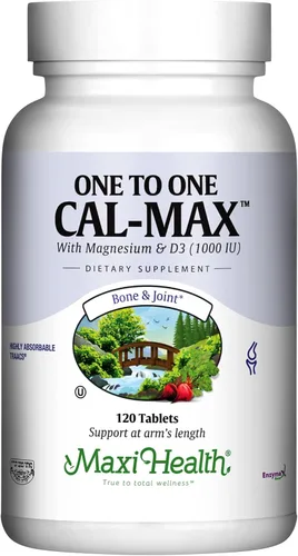 Suplemento de calcio de 500 mg con vitamina D3 (1000 UI) y magnesio (500 mg) - Soporte para huesos, dientes y articulaciones para hombres y mujeres