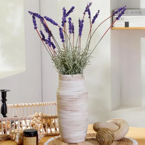 Miniatura 14 de ALMA Jarrón blanco alto para piso, jarrón extra grande de 18'' para ramo de flores secas de hierba de las pampas, jarrones grandes de cerámica