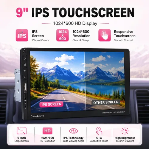 Miniatura 7 de Estéreo de Coche de 9 Pulgadas de DIN Único con Apple CarPlay Inalámbrico Android Auto, Radio de Coche, Pantalla Táctil IPS de 9" de Capacitancia