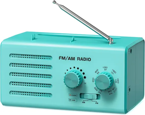 Miniatura 8 de Radio AM FM portátil, radio transistor Goodes enchufable de pared con batería con la mejor recepción, altavoz fuerte, excelente sonido, radios Cian