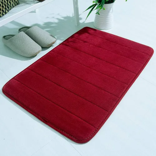 Miniatura 5 de Tapete de baño de espuma viscoelástica grueso, suave, absorbente, suave, antideslizante, lavable a máquina, tapete para decoración de habitación Azul