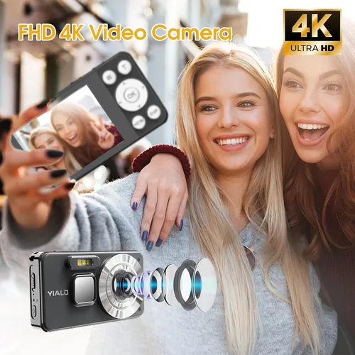 Miniatura 2 de Cámara digital 4K para adolescentes, cámara digital FHD de 64 MP para niños con tarjeta SD de 64 GB, cámaras de zoom digital 18X para fotografía