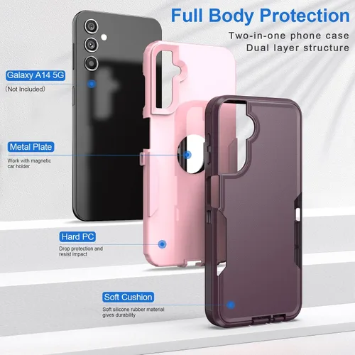 Miniatura 4 de Funda de teléfono para Galaxy A14 5G [a prueba de golpes] [a prueba de caídas] [protector de pantalla], resistente protección para Samsung Galaxy