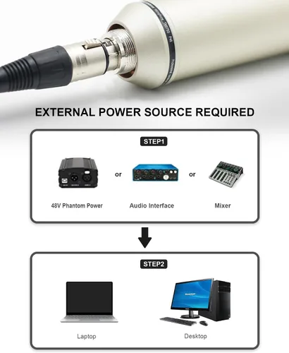 Miniatura 7 de SUUNTOK Micrófono XLR, Micrófono de condensador profesional con diafragma grande de 34mm, Micrófono de estudio cardioide para grabación TM87KB Kit