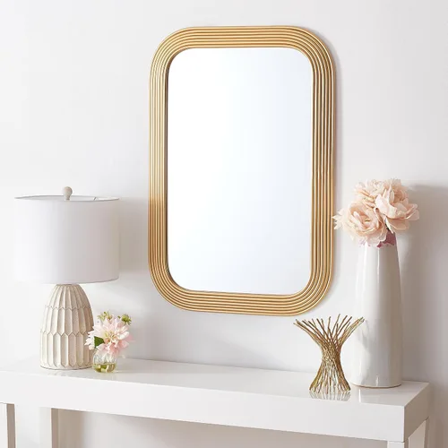 Miniatura 2 de SAFAVIEH Home Collection Ahna - Espejo de pared rectangular decorativo de latón de 24 x 36 pulgadas para dormitorio, sala de estar, baño, entrada