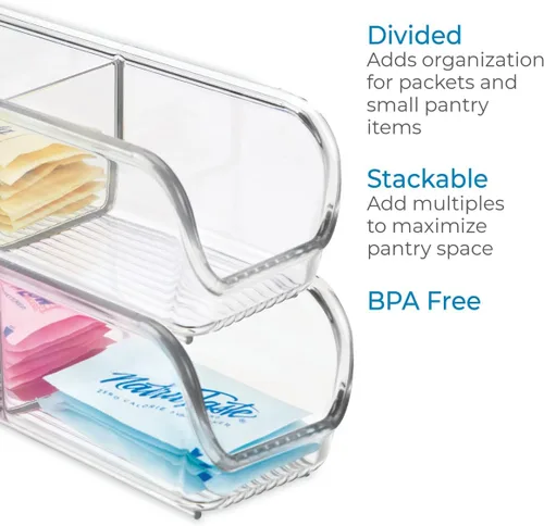 Miniatura 4 de iDesign Organizador de paquetes de plástico para cocina, contenedores de almacenamiento para azúcar, sal, pimienta, edulcorantes, bolsas de té