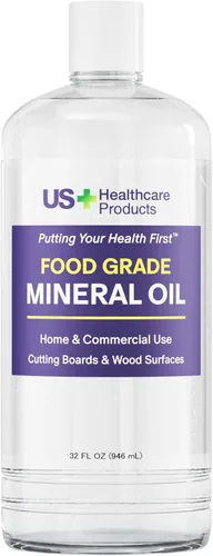 US+ Aceite mineral 100% puro de 32 onzas, aceite para tablas de cortar, grado alimenticio, USP, restaura y protege tablas de cortar, bloques de