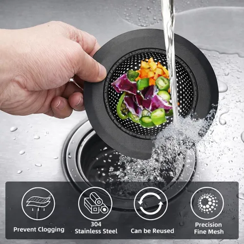 Miniatura 2 de 2 coladores de fregadero para la mayoría de las cestas de drenaje de fregadero de cocina, diseño seguro de doble capa mejorado, colador de fregadero
