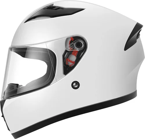 Miniatura 2 de YEMA Casco de moto de calle DOT de cara completa YM-832 con bufanda extraíble para el cuello para hombres y mujeres Blanco