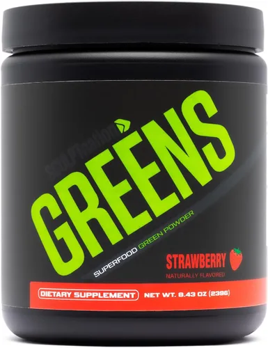 Sculpt Nation by V Shred Greens Strawberry - Mezcla de polvo y superalimento de verduras premium con colágeno para apoyar la piel, la digestión y la