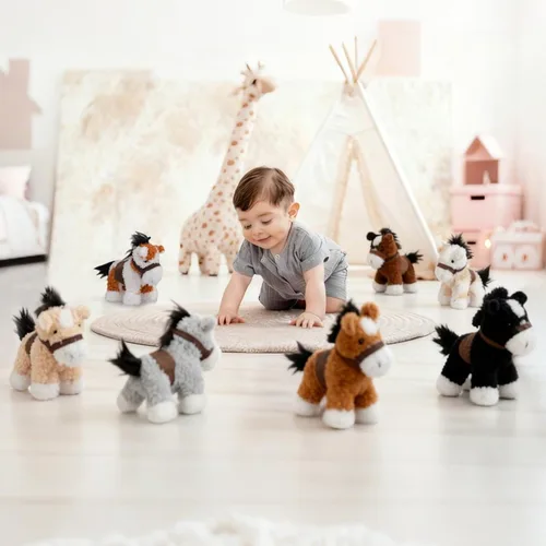 Miniatura 3 de HollyHOME 8 piezas de caballos de peluche, caballos mini de peluche a granel, caballos de peluche para fiestas temáticas de animales, cumpleaños