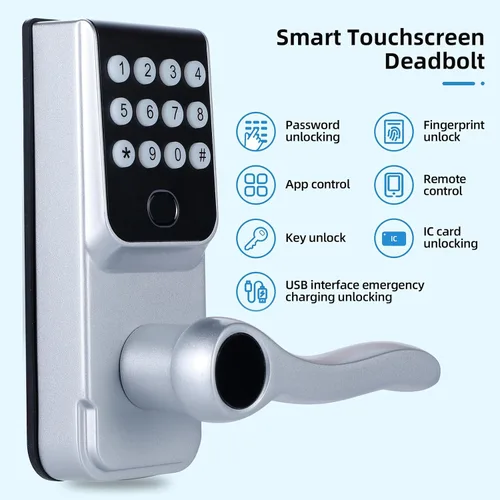 Miniatura 2 de Cerradura de puerta inteligente con huella dactilar sin llave: cerradura electrónica digital LORVIBO con código de contraseña, perilla de puerta