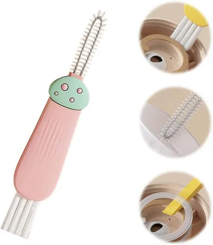 Miniatura 2 de Cepillo de limpieza para tapas de vasos y tazas, diseño multifuncional 3 en 1, portátil, para hendiduras, para espacios reducidos (B, 3 unidades)