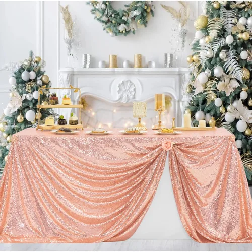 Miniatura 102 de Manteles redondos de lentejuelas negros para fiestas, de 121,9 cm, mantel redondo de purpurina ajustado, pequeño, lindo y dulce, para boda