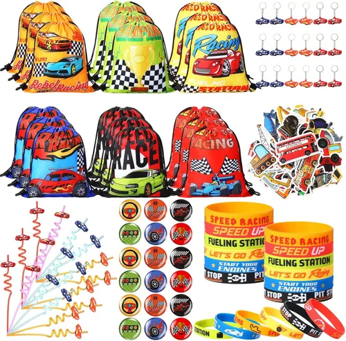Miniatura 12 de Sadnyy 140 piezas de regalos de fiesta de videojuegos, decoraciones de cumpleaños, bolsas con cordón con pulseras de silicona, llaveros, pajitas