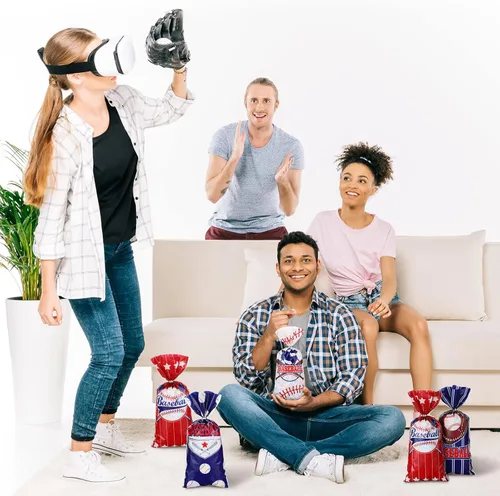 Miniatura 7 de HOTOP 100 bolsas de celofán de béisbol, regalos de fiesta de béisbol, bolsas de regalo de béisbol, bolsas de golosinas de béisbol, bolsas de dulces