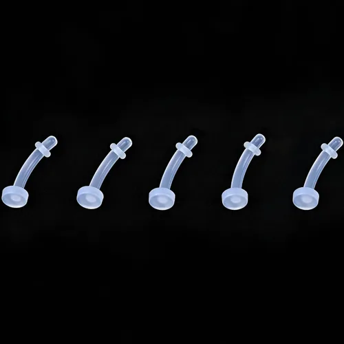Miniatura 3 de 5 piezas de retenedores de labio, barras curvadas de plástico para nariz, labret, joyería para cartílago, acrílico, tragus, joyería de 0.047 in