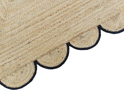 Miniatura 6 de Alfombra festoneada de yute natural, borde negro, 2 x 3 pies