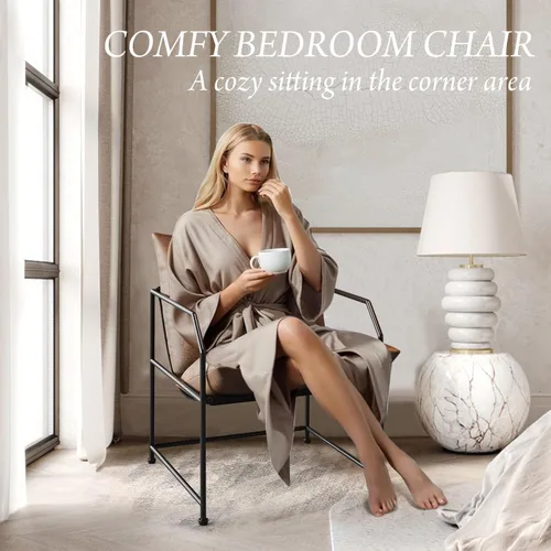 Miniatura 5 de Silla decorativa para sala de estar, sillas cómodas de lectura para dormitorio, silla tapizada de salón, silla de estilo moderno de mediados