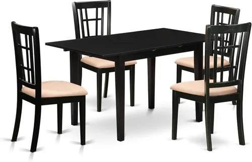 Miniatura 10 de East West Furniture NONI5-WHI-W - Juego de mesa de cocina de 5 piezas para 4 personas, incluye una mesa de comedor rectangular con hojas de mariposa