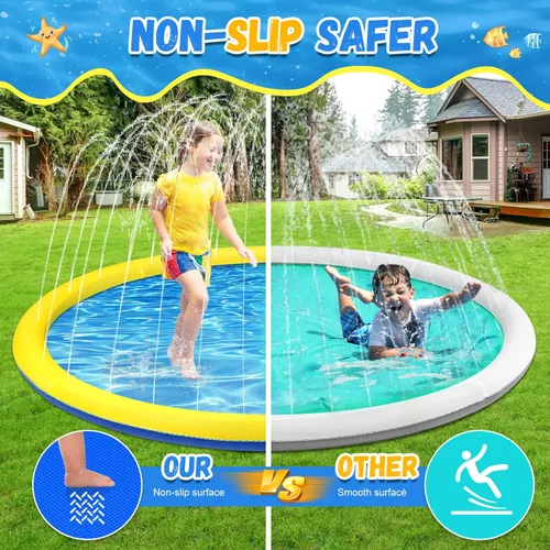 Miniatura 2 de Rociador antideslizante extra grande de 107 pulgadas para niños y perros, piscina para perros para niños, juguetes para exteriores para niños de 3 a