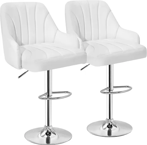 Miniatura 15 de VECELO Juego de 2 taburetes de bar, taburetes de bar ajustables, taburetes de altura de mostrador con respaldo y brazo, taburetes de isla de cocina