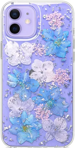 Miniatura 9 de Abbery - Funda diseñada para iPhone 12/12 Pro con purpurina, transparente y linda con diseño de mariposa, correa para la muñeca, brillante