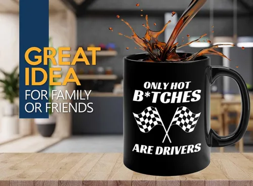 Taza de café Racer de 11 onzas, color negro, solo conductores calientes, Fuel Speed Racer Car Guys Circuit, regalos para él, papá, hombres, novio