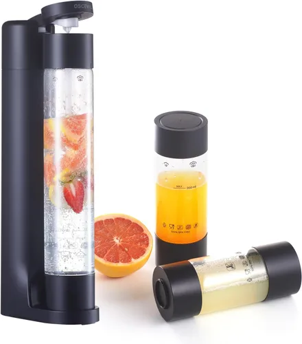 Máquina de Agua con Gas Fabricadora de Soda Dispensador de Bebidas para el Hogar, Transmisión de Soda con Botella sin BPA de 1L, 2 Botellas