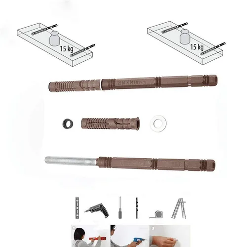 Miniatura 3 de Soportes flotantes para estantes, paquete de 8 soportes invisibles de madera resistente con tornillos, accesorios ajustables para bricolaje