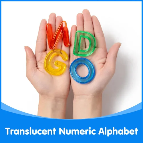 Miniatura 3 de 66 Piezas de Letras y Números Translúcidos – Juguetes de Mesa de Luz, Manipulativos y Accesorios para Aprendizaje Mejorado y Diversión