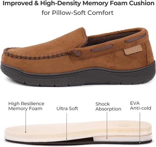 Miniatura 4 de Zigzagger - Pantuflas estilo mocasín de microgamuza y espuma viscoelástica, para hombre