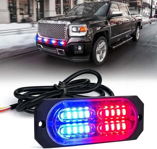 Miniatura 9 de Xprite Kit de luces estroboscópicas de emergencia con 20 luces LED de montaje empotrado en superficie de color ámbar, ultradelgado, salpicadero