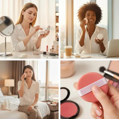 Miniatura 6 de 1 juego de 7 piezas de cojín de aire multifuncional, esponja de huevo para maquillaje en seco y húmedo, reutilizable, base de crema BB crema